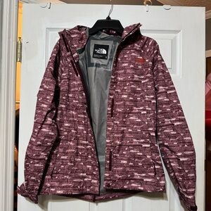 The North Face Burgundy Patterned Rain Jacket